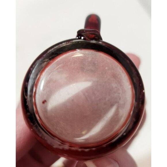 Vtg Set of 4 Bohemian Flash Glass Red Etched Deer Miniature Shot Mugs 1.75" Tall - Picture 10 of 12